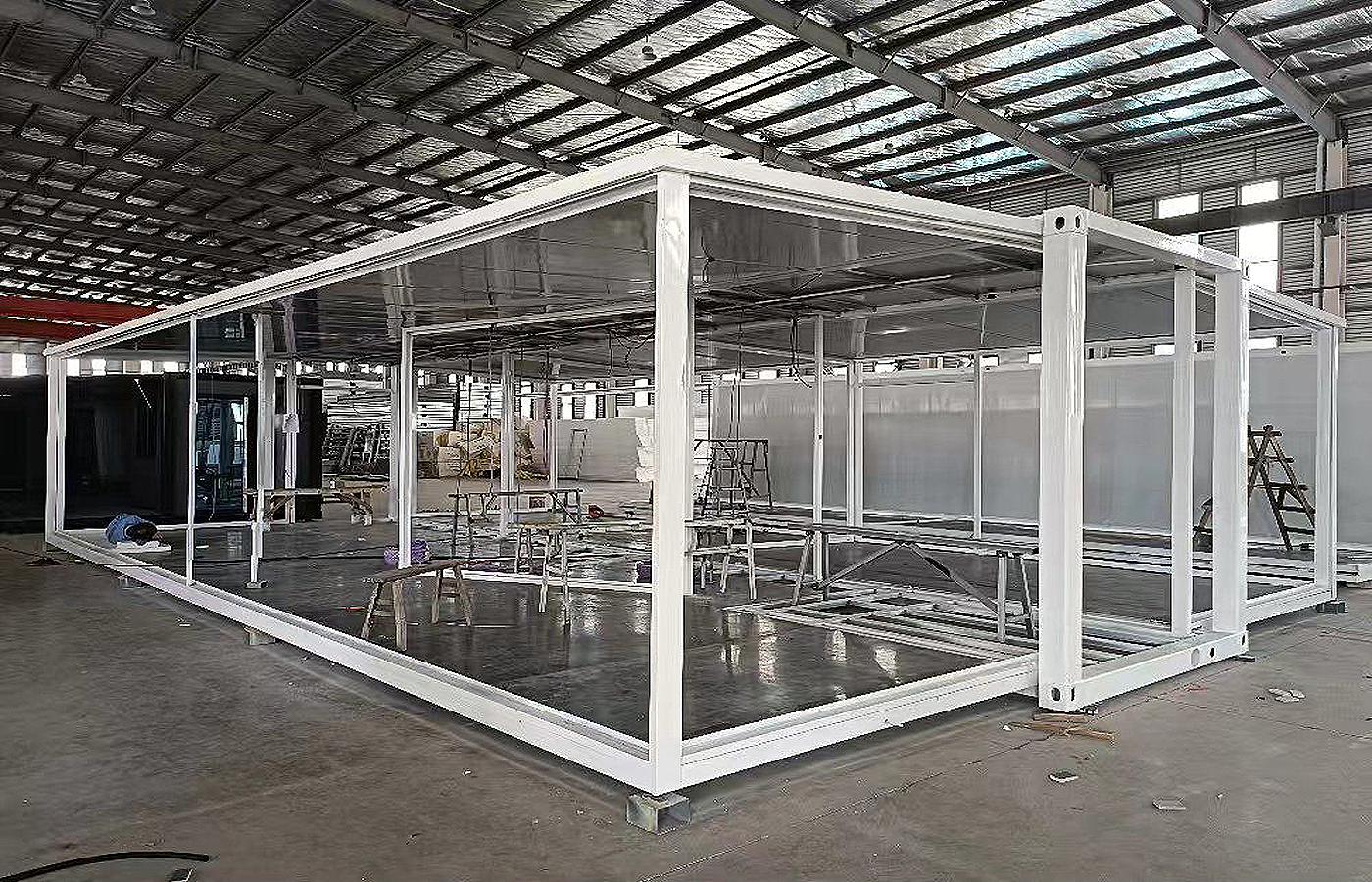 바닥에서 천장까지 이어지는 창문이 있는 20피트 현대식 확장형 컨테이너 맞춤형 매장 바닥에서 천장까지 이어지는 창문이 있는 20피트 현대식 확장형 컨테이너 맞춤형 매장